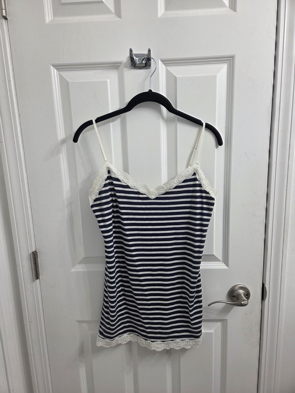 Aeropostale Navy & White Striped Lace-Trim Cami